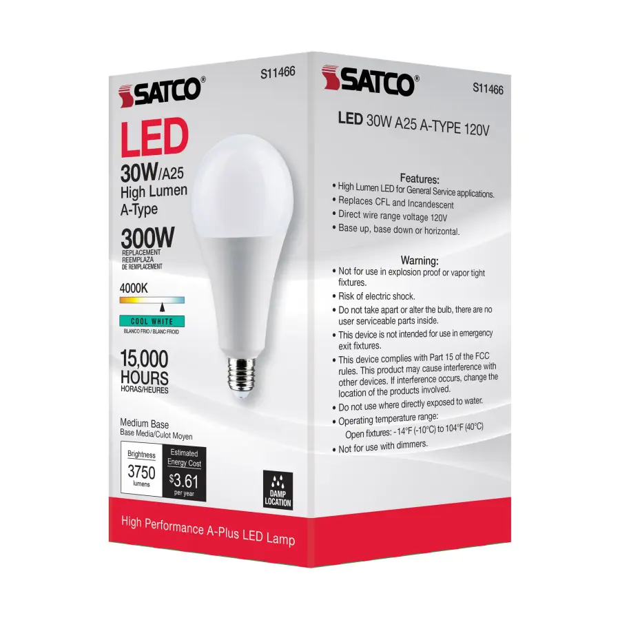 30 Watt - LED - A25 - 4000K - Medium Base - Non Dimmable - 120 Volt - Image 8