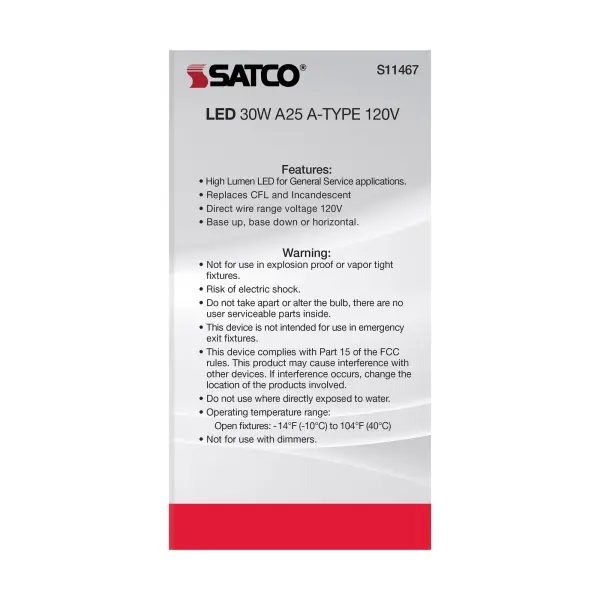 30 Watt - LED - A25 - 5000K - Medium Base - Non Dimmable - 120 Volt - Image 6