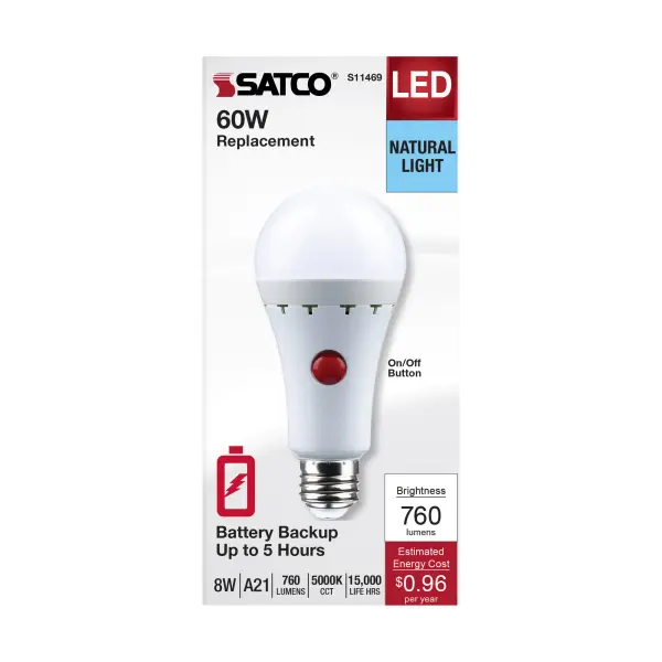 8 Watt A21 LED - 5000K - Medium Base - 120 Volt - 80 CRI - Battery Backup - Image 6