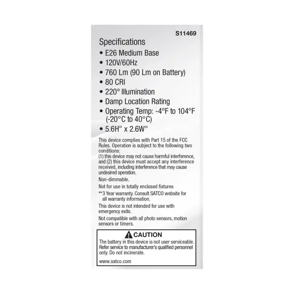 8 Watt A21 LED - 5000K - Medium Base - 120 Volt - 80 CRI - Battery Backup - Image 9