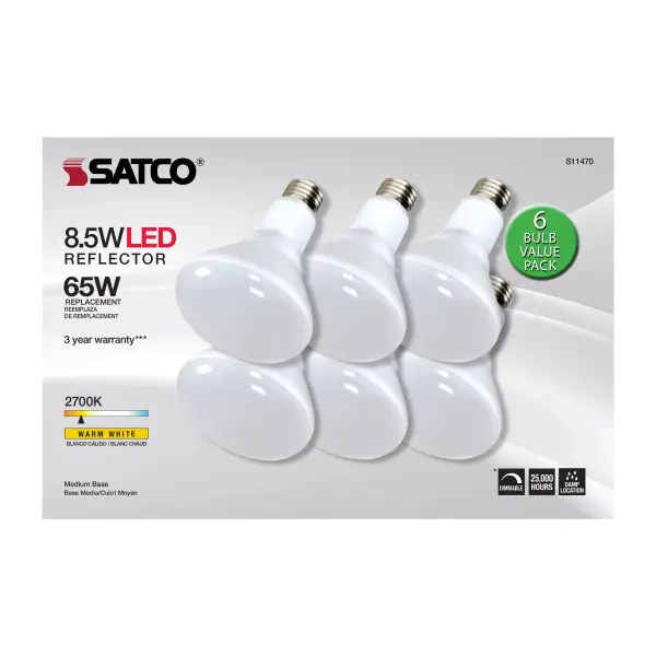 8.5 Watt - BR30 LED - 2700K - 80 CRI - Medium Base - 120 Volts - Dimmable - 6-pack - Image 11