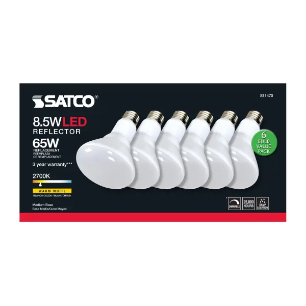 8.5 Watt - BR30 LED - 2700K - 80 CRI - Medium Base - 120 Volts - Dimmable - 6-pack - Image 6