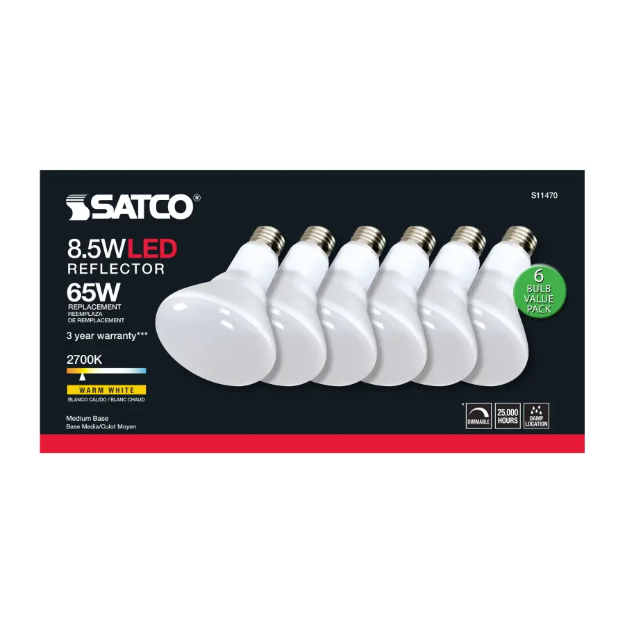 8.5 Watt - BR30 LED - 2700K - 80 CRI - Medium Base - 120 Volts - Dimmable - 6-pack - Image 6