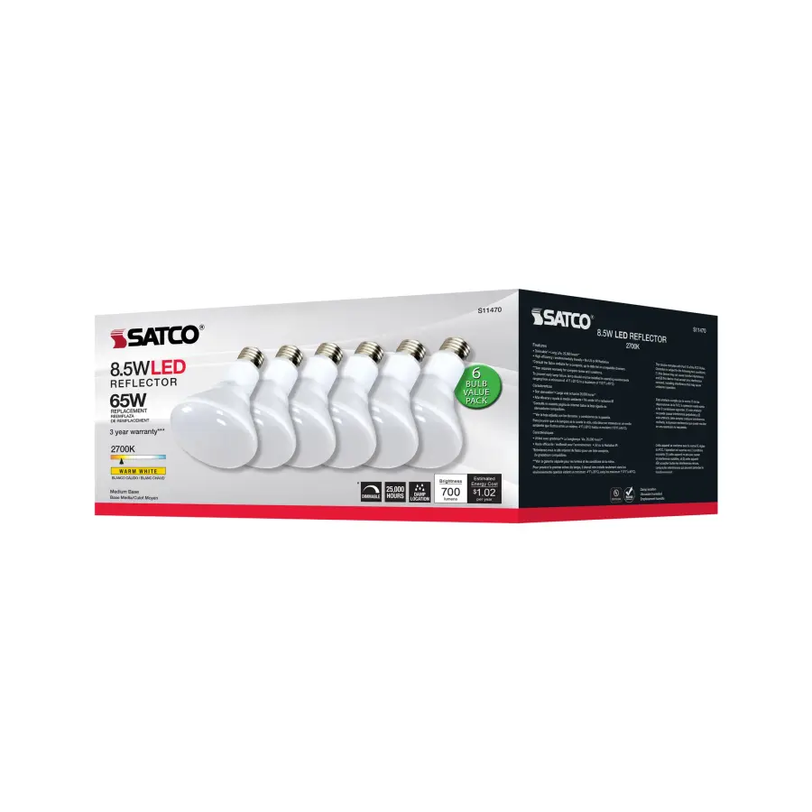 8.5 Watt - BR30 LED - 2700K - 80 CRI - Medium Base - 120 Volts - Dimmable - 6-pack - Image 9