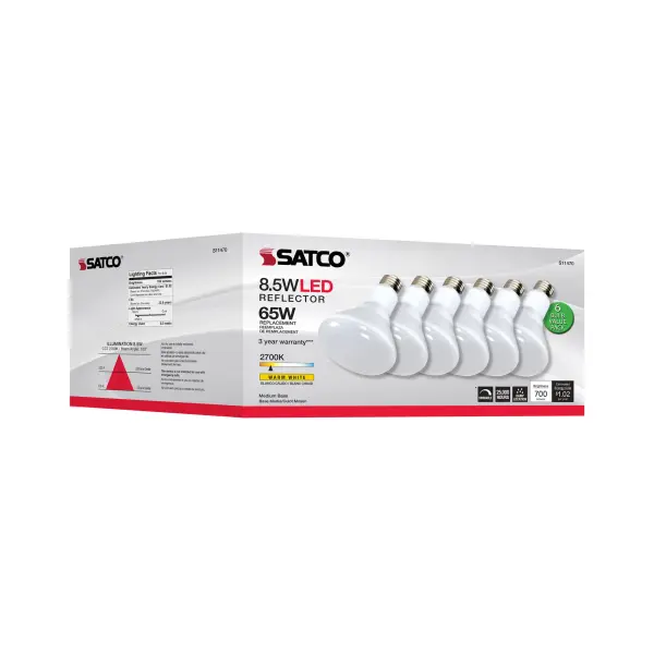 8.5 Watt - BR30 LED - 2700K - 80 CRI - Medium Base - 120 Volts - Dimmable - 6-pack - Image 10
