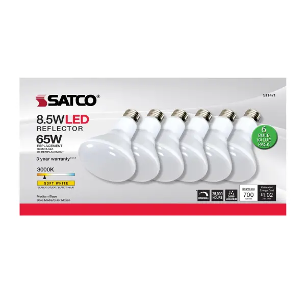 8.5 Watt - BR30 LED - 3000K - 80 CRI - Medium Base - 120 Volts - Dimmable - 6-pack - Image 5