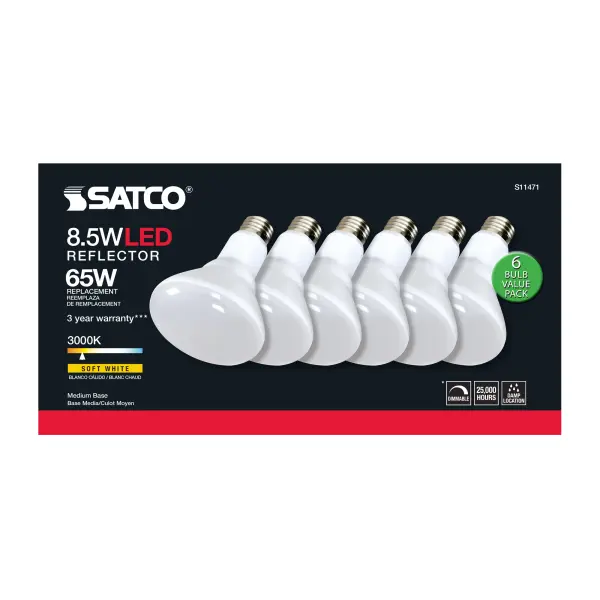 8.5 Watt - BR30 LED - 3000K - 80 CRI - Medium Base - 120 Volts - Dimmable - 6-pack - Image 6