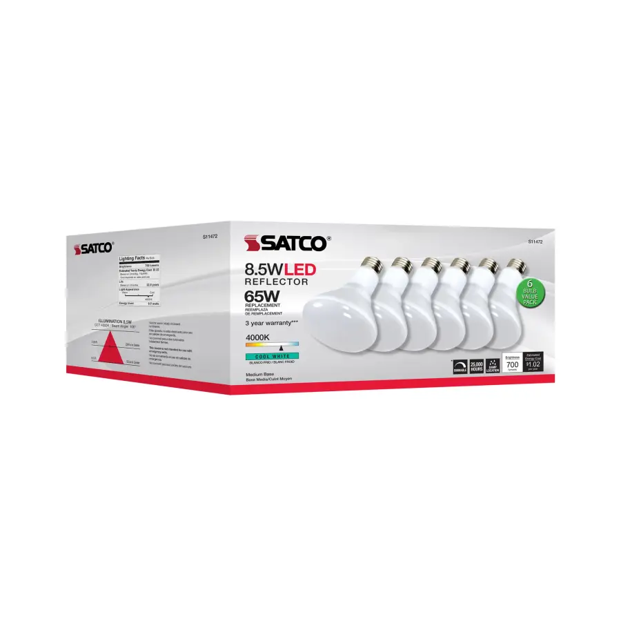 8.5 Watt - BR30 LED - 4000K - 80 CRI - Medium Base - 120 Volts - Dimmable - 6-pack - Image 10