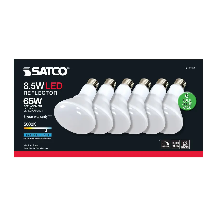 8.5 Watt - BR30 LED - 5000K - 80 CRI - Medium Base - 120 Volts - Dimmable - 6-pack - Image 6