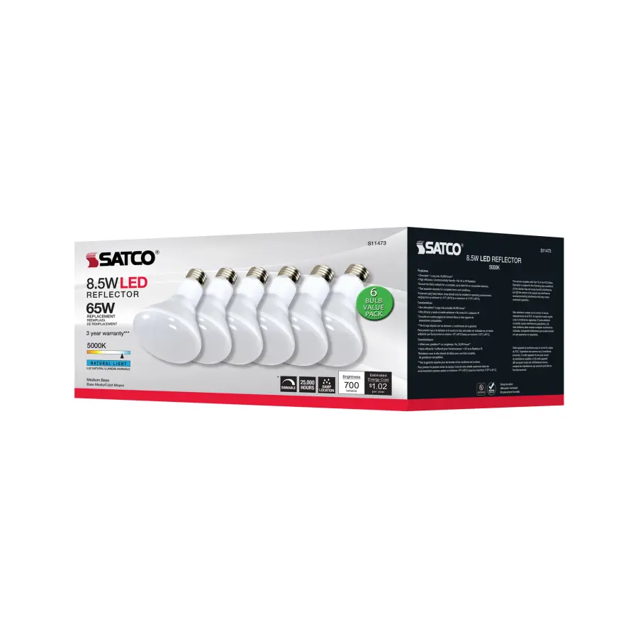 8.5 Watt - BR30 LED - 5000K - 80 CRI - Medium Base - 120 Volts - Dimmable - 6-pack - Image 9