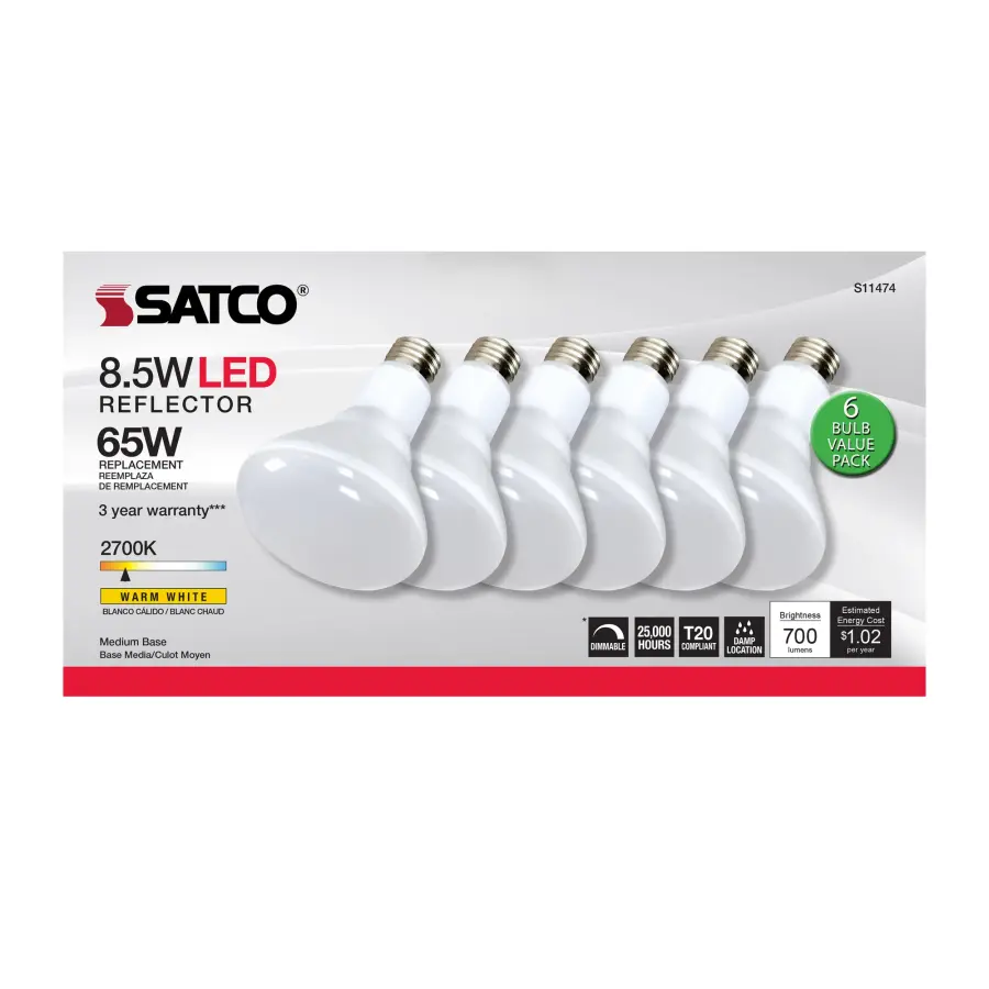 8.5 Watt - BR30 LED - 2700K - 90 CRI - Medium Base - 120 Volts - Dimmable - 6-pack - Image 5