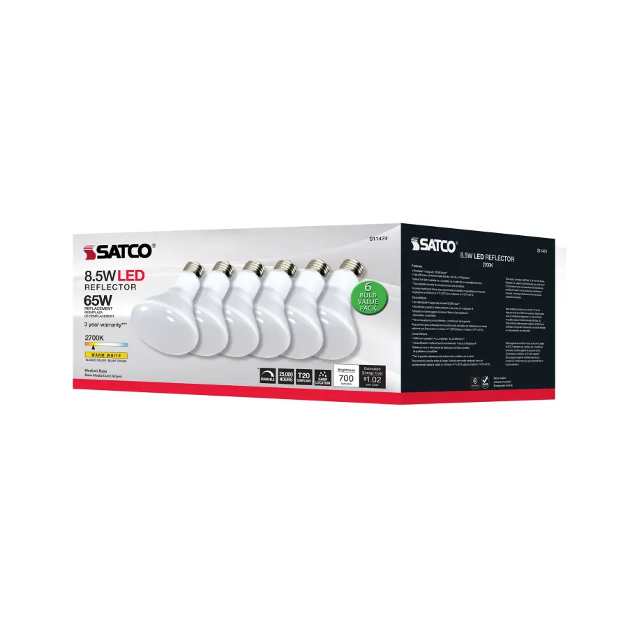 8.5 Watt - BR30 LED - 2700K - 90 CRI - Medium Base - 120 Volts - Dimmable - 6-pack - Image 9