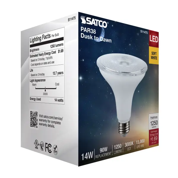 14 Watt Dusk to Dawn LED - PAR38 - 3000K - Medium Base - White Finish - 120 Volt - Image 8