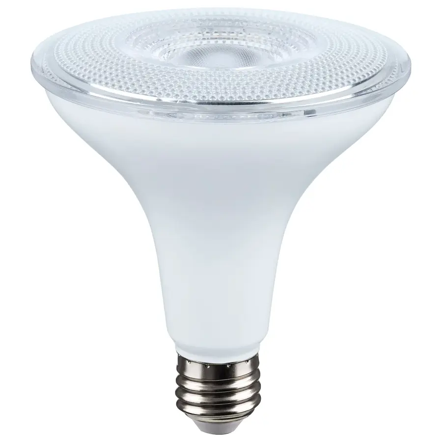 14 Watt Dusk to Dawn LED - PAR38 - 5000K - Medium Base - White Finish - 120 Volt - Image 1