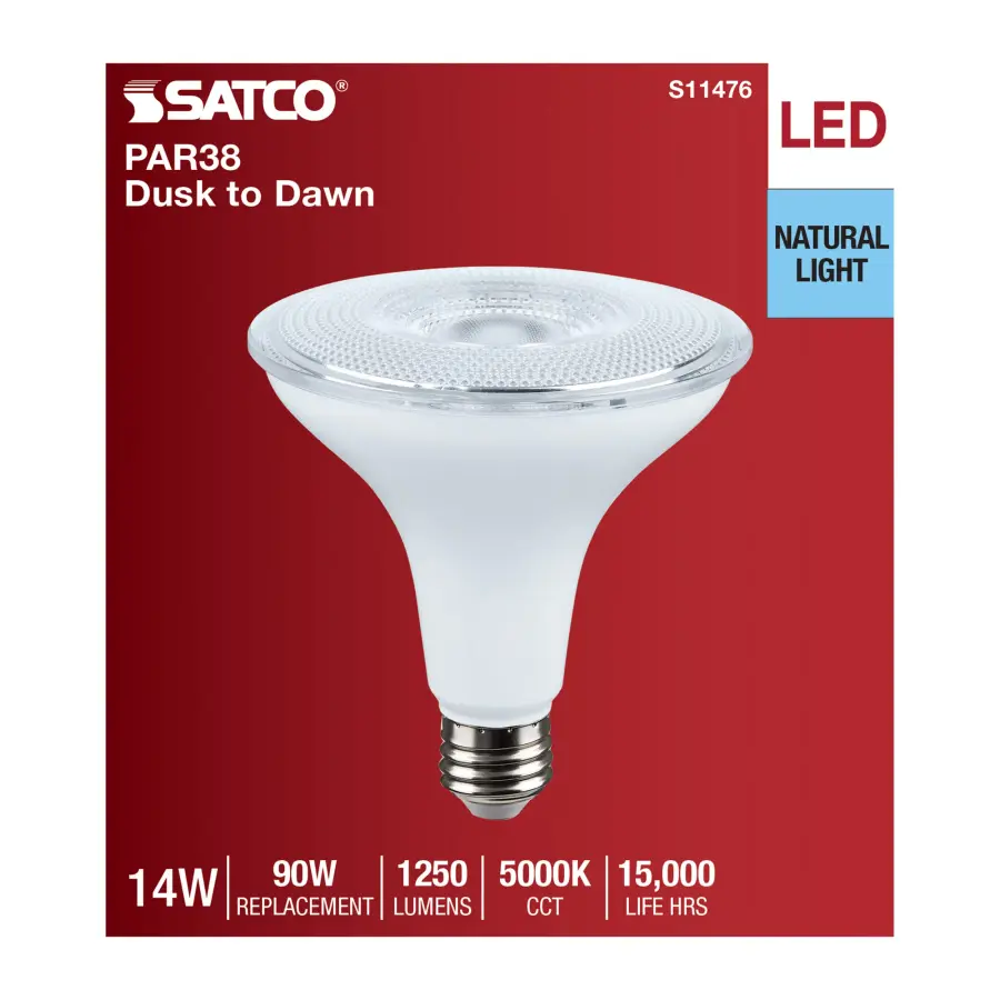14 Watt Dusk to Dawn LED - PAR38 - 5000K - Medium Base - White Finish - 120 Volt - Image 4
