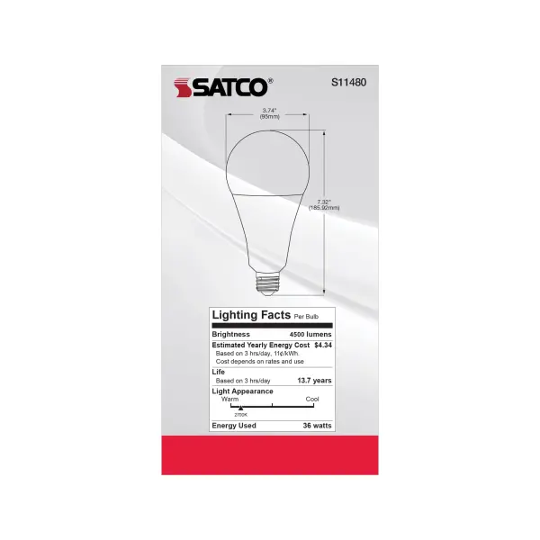 Ultra Bright Utility Lamp - 36 Watt - PS30 LED - Dimmable - White Finish - Medium Base - 2700K - 120 Volt - High Lumen - Image 8