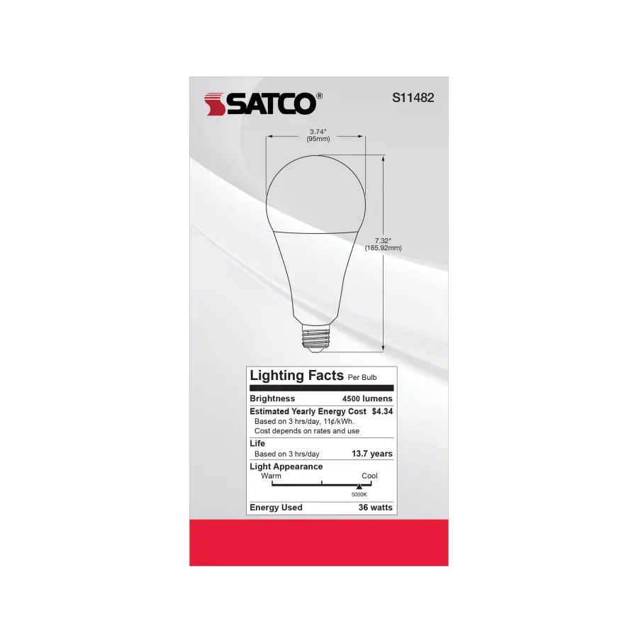Ultra Bright Utility Lamp - 36 Watt - PS30 LED - Dimmable - White Finish - Medium Base - 5000K - 120 Volt - High Lumen - Image 8