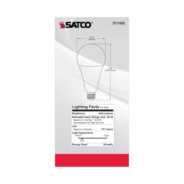 Ultra Bright Utility Lamp - 36 Watt - PS30 LED - Dimmable - White Finish - Mogul Base - 2700K - 120 Volt - High Lumen - Image 8
