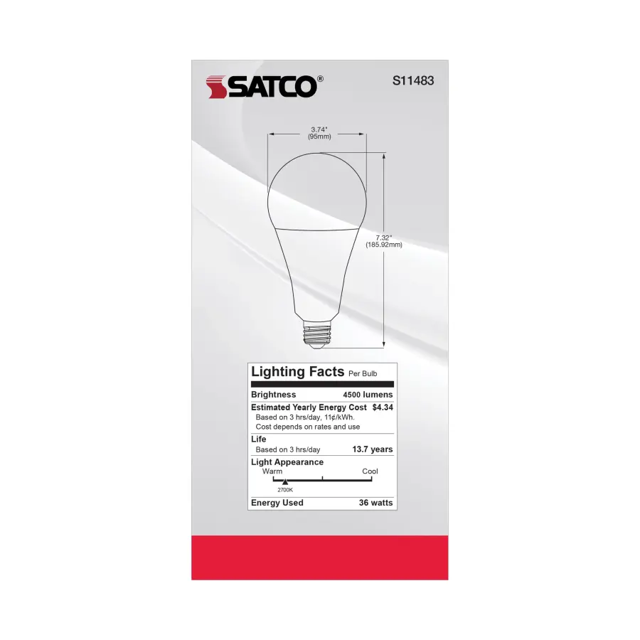 Ultra Bright Utility Lamp - 36 Watt - PS30 LED - Dimmable - White Finish - Mogul Base - 2700K - 120 Volt - High Lumen - Image 8