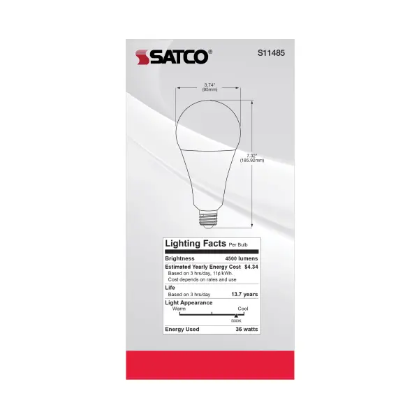 Ultra Bright Utility Lamp - 36 Watt - PS30 LED - Dimmable - White Finish - Mogul Base - 5000K - 120 Volt - High Lumen - Image 8