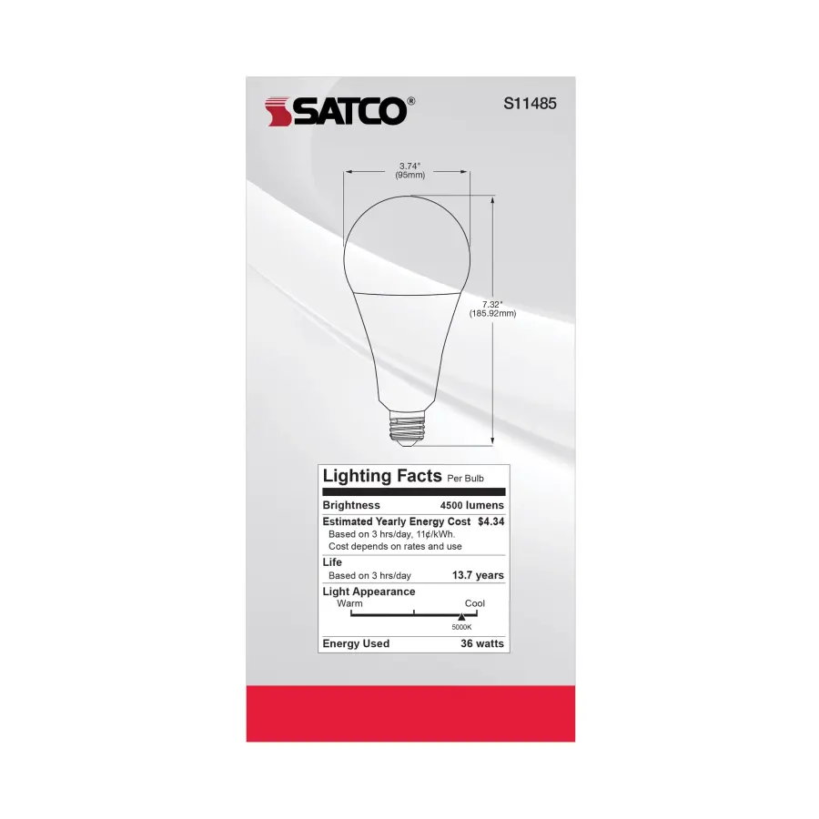 Ultra Bright Utility Lamp - 36 Watt - PS30 LED - Dimmable - White Finish - Mogul Base - 5000K - 120 Volt - High Lumen - Image 8