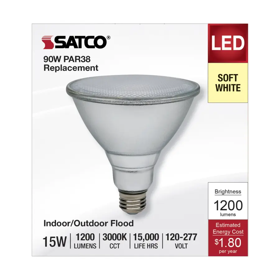 15 Watt PAR38 LED - 3000K - Medium Base - 120-277 Volt - 90 CRI - Image 3