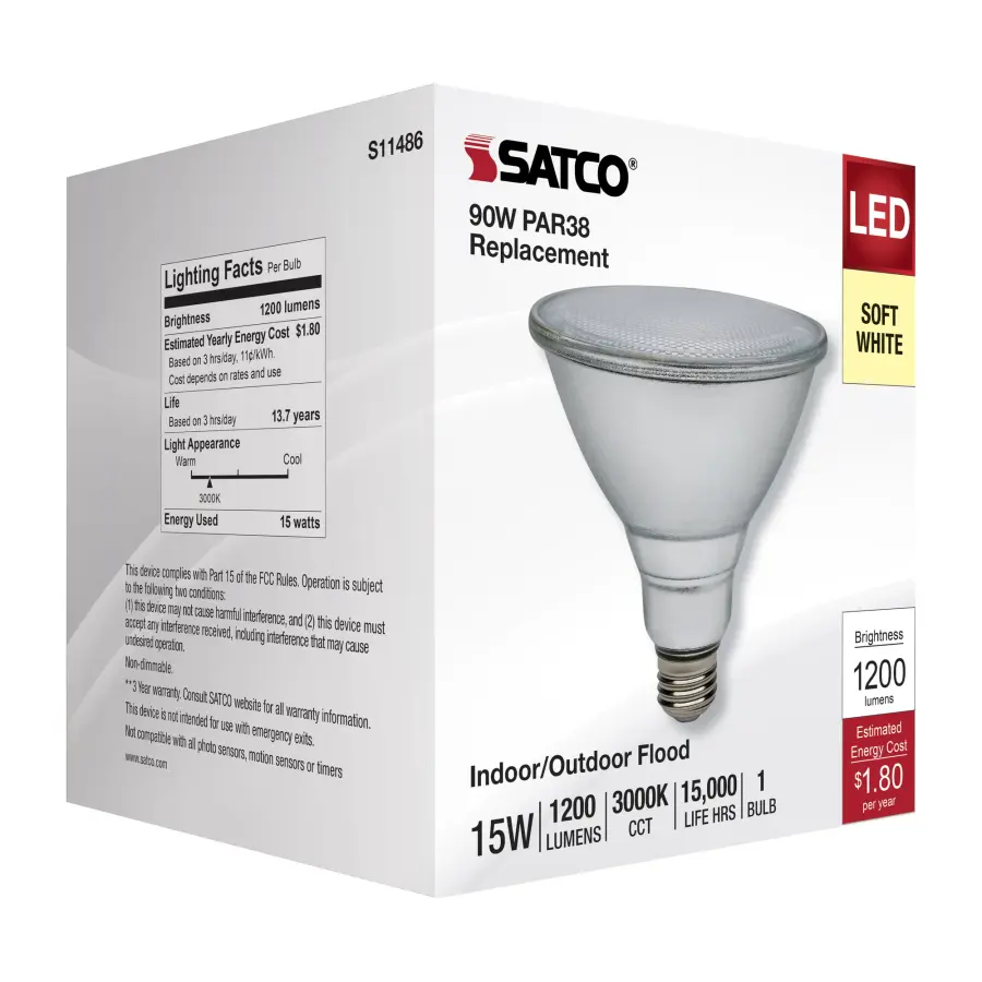 15 Watt PAR38 LED - 3000K - Medium Base - 120-277 Volt - 90 CRI - Image 5