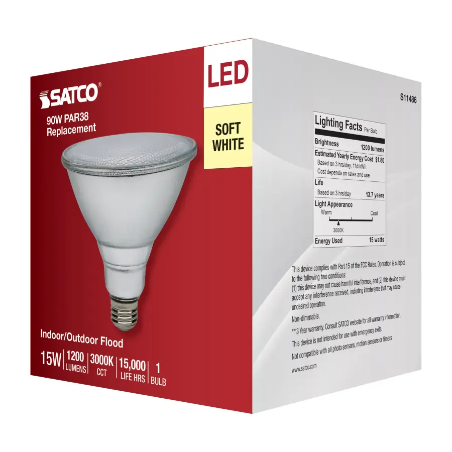 15 Watt PAR38 LED - 3000K - Medium Base - 120-277 Volt - 90 CRI - Image 6