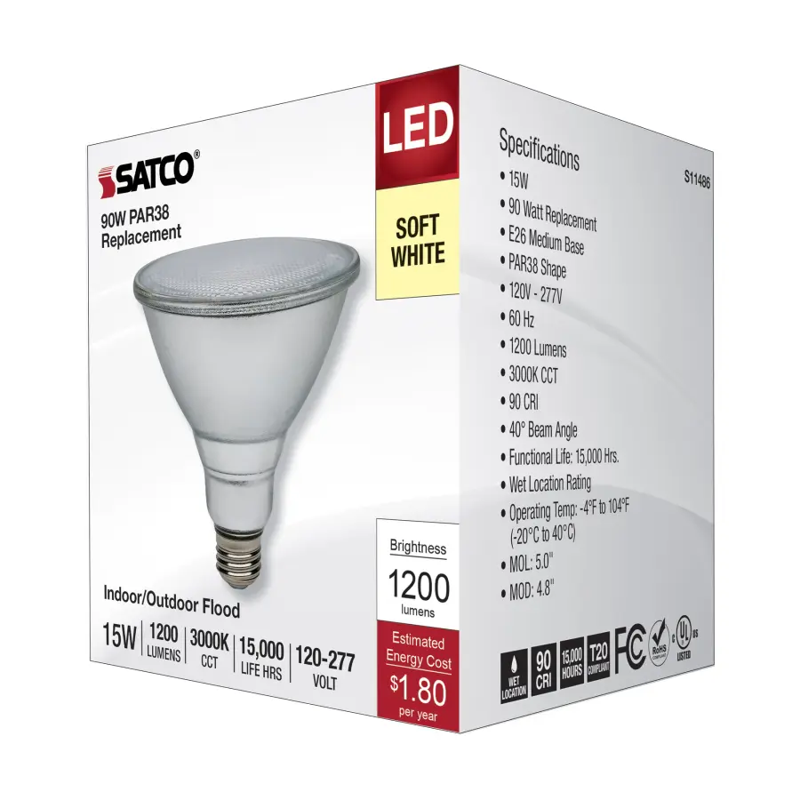 15 Watt PAR38 LED - 3000K - Medium Base - 120-277 Volt - 90 CRI - Image 7