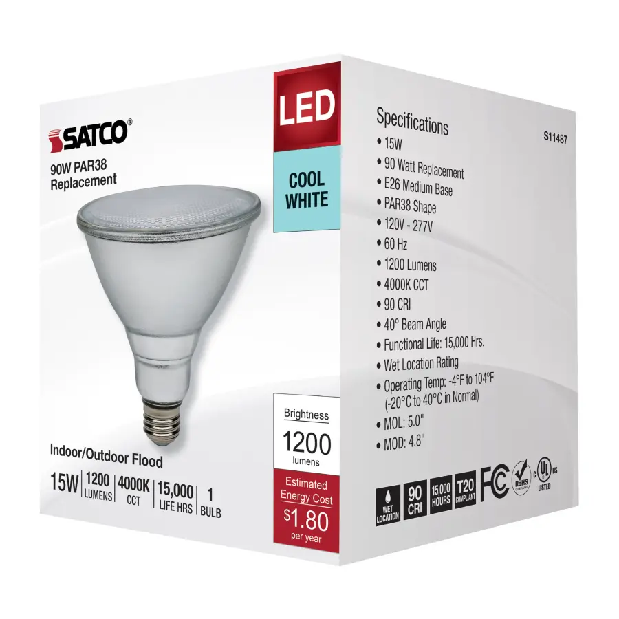 15 Watt PAR38 LED - 4000K - Medium Base - 120-277 Volt - 90 CRI - Image 6