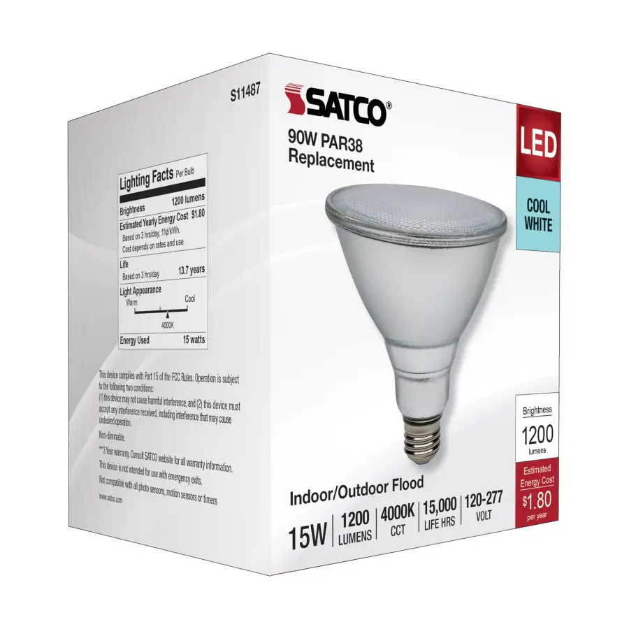15 Watt PAR38 LED - 4000K - Medium Base - 120-277 Volt - 90 CRI - Image 7