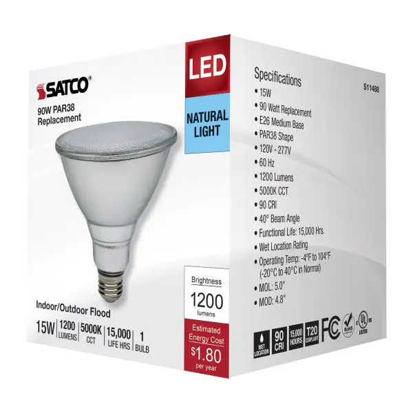 15 Watt PAR38 LED - 5000K - Medium Base - 120-277 Volt - 90 CRI - Image 6
