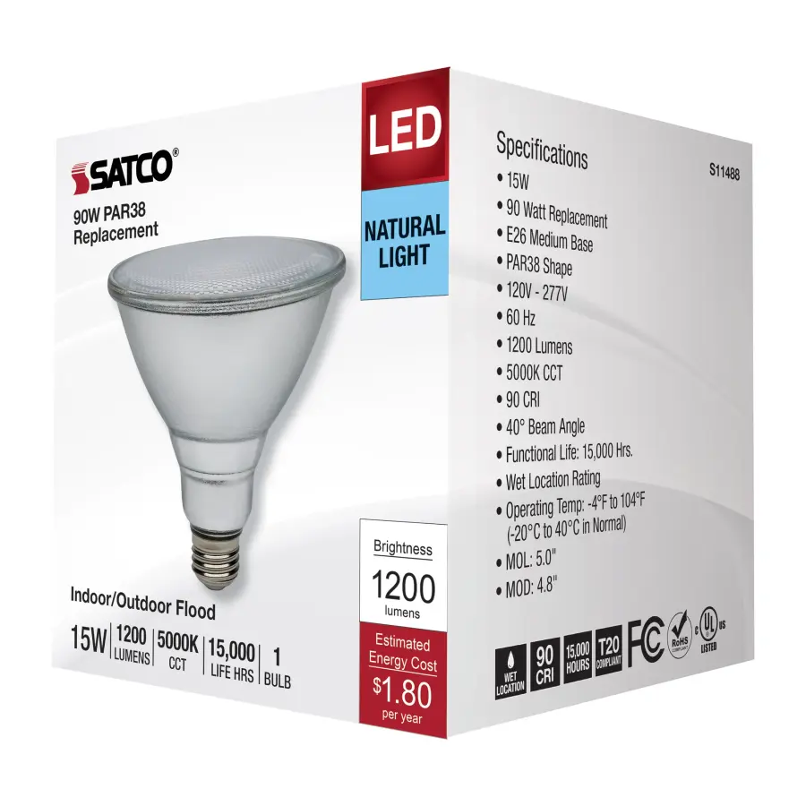 15 Watt PAR38 LED - 5000K - Medium Base - 120-277 Volt - 90 CRI - Image 6