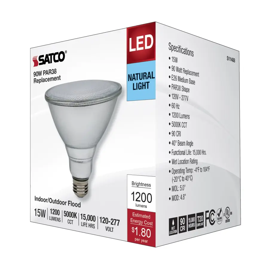 15 Watt PAR38 LED - 5000K - Medium Base - 120-277 Volt - 90 CRI - Image 7
