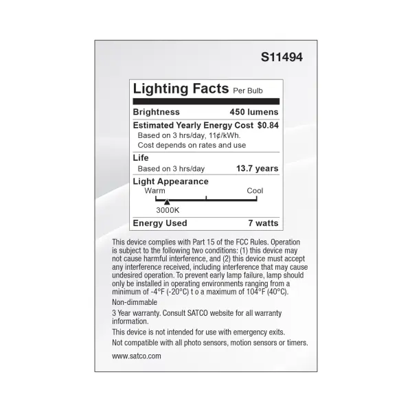 7 Watt Econo LED PAR20 - 3000K - 35 Degree Beam Angle - Medium Base - 120-277 Volt - Silver Finish - Image 5