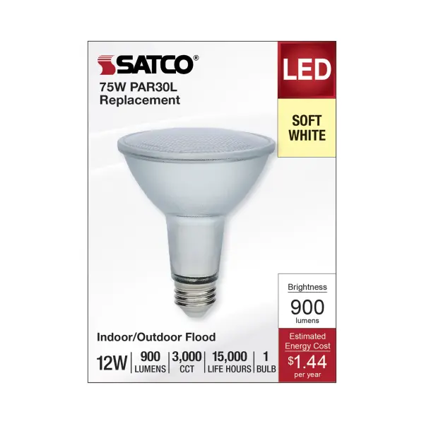 12 Watt Econo LED PAR30LN - 3000K - 35 Degree Beam Angle - Medium Base - 120-277 Volt - Silver Finish - Image 3