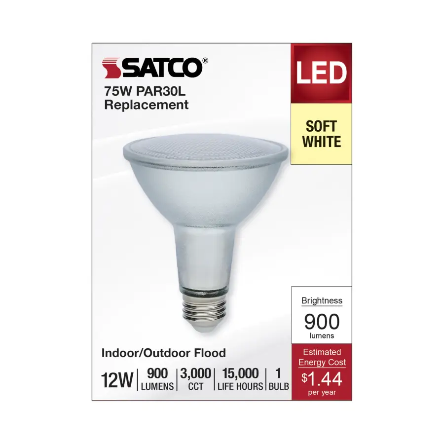 12 Watt Econo LED PAR30LN - 3000K - 35 Degree Beam Angle - Medium Base - 120-277 Volt - Silver Finish - Image 3