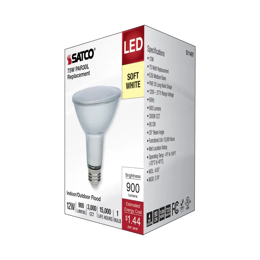 12 Watt Econo LED PAR30LN - 3000K - 35 Degree Beam Angle - Medium Base - 120-277 Volt - Silver Finish - Image 7
