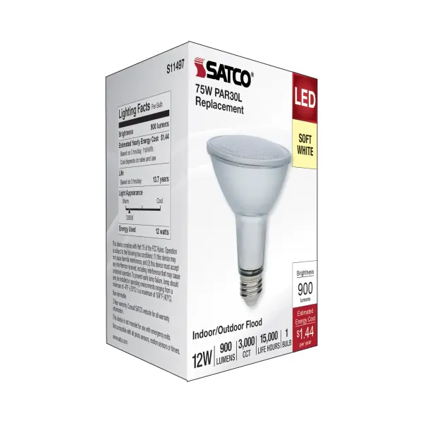 12 Watt Econo LED PAR30LN - 3000K - 35 Degree Beam Angle - Medium Base - 120-277 Volt - Silver Finish - Image 8