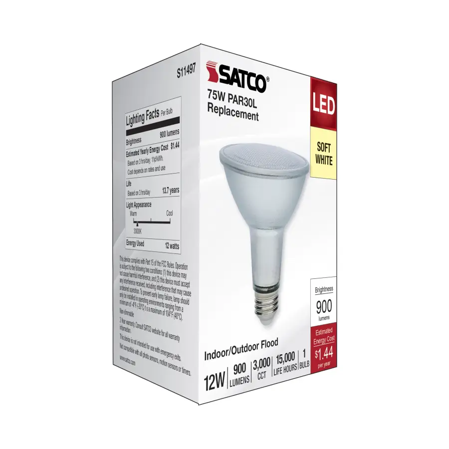 12 Watt Econo LED PAR30LN - 3000K - 35 Degree Beam Angle - Medium Base - 120-277 Volt - Silver Finish - Image 8