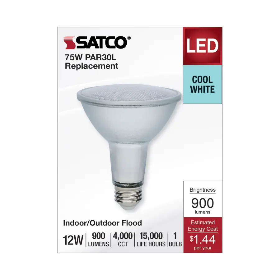 12 Watt Econo LED PAR30LN - 4000K - 35 Degree Beam Angle - Medium Base - 120-277 Volt - Silver Finish - Image 3