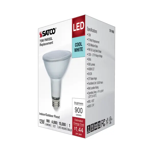 12 Watt Econo LED PAR30LN - 4000K - 35 Degree Beam Angle - Medium Base - 120-277 Volt - Silver Finish - Image 7