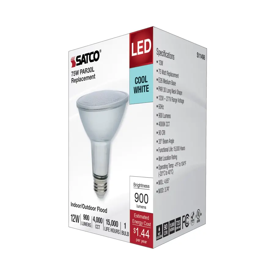 12 Watt Econo LED PAR30LN - 4000K - 35 Degree Beam Angle - Medium Base - 120-277 Volt - Silver Finish - Image 7