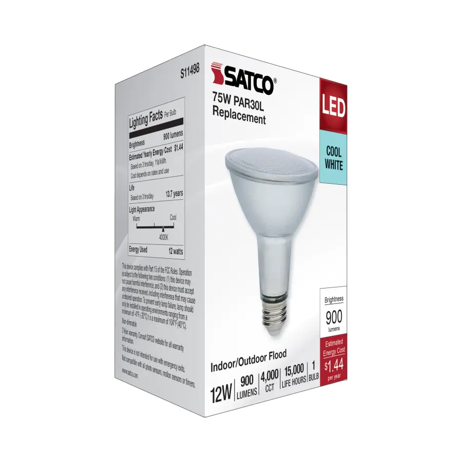 12 Watt Econo LED PAR30LN - 4000K - 35 Degree Beam Angle - Medium Base - 120-277 Volt - Silver Finish - Image 8