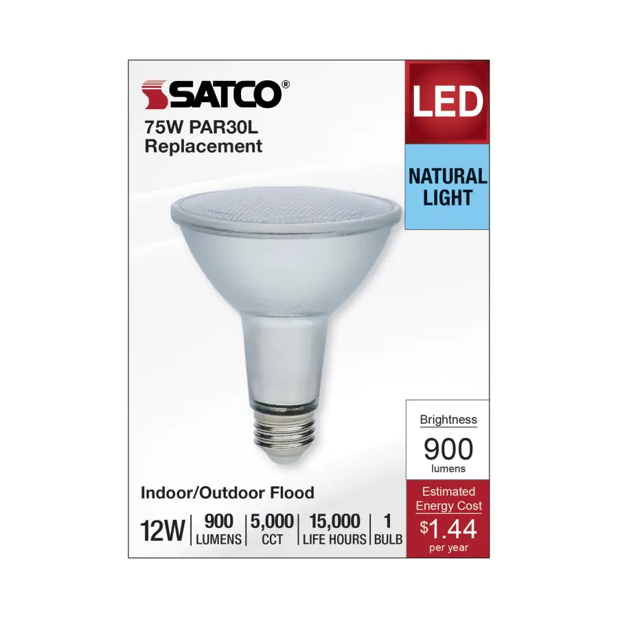 12 Watt Econo LED PAR30LN - 5000K - 35 Degree Beam Angle - Medium Base - 120-277 Volt - Silver Finish - Image 3