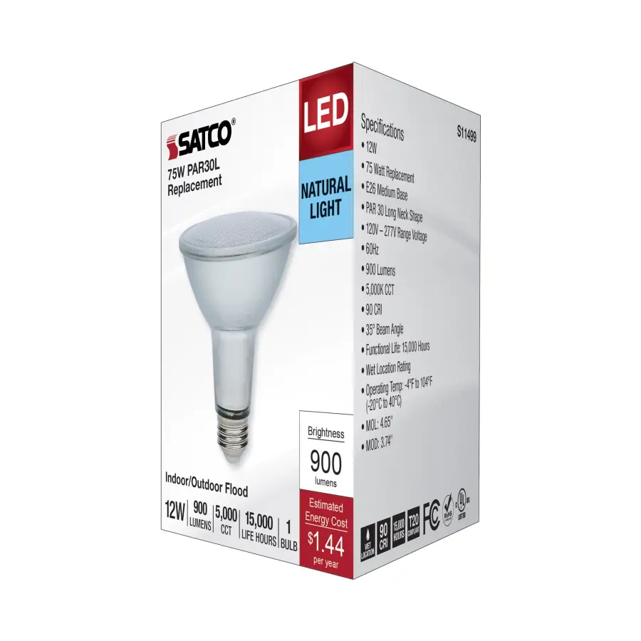 12 Watt Econo LED PAR30LN - 5000K - 35 Degree Beam Angle - Medium Base - 120-277 Volt - Silver Finish - Image 7