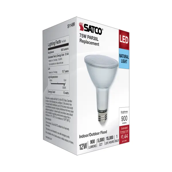 12 Watt Econo LED PAR30LN - 5000K - 35 Degree Beam Angle - Medium Base - 120-277 Volt - Silver Finish - Image 8