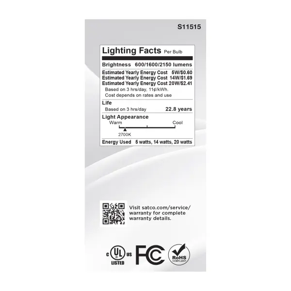 5/14/20 Watt A21 LED - 3-Way Lamp - White Finish - 2700K CCT - Medium Double Contact Base - 120 Volt - Image 6