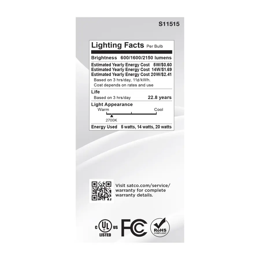 5/14/20 Watt A21 LED - 3-Way Lamp - White Finish - 2700K CCT - Medium Double Contact Base - 120 Volt - Image 6