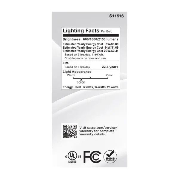 5/14/20 Watt A21 LED - 3-Way Lamp - White Finish - 3000K CCT - Medium Double Contact Base - 120 Volt - Image 6